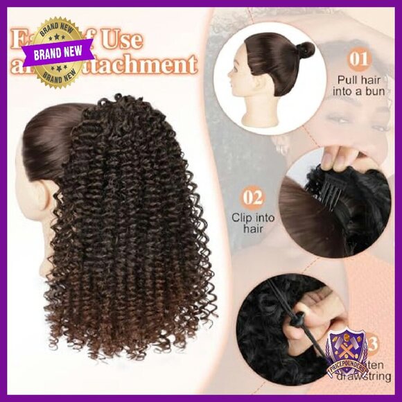 14 Inch Curly Ponytail Extension Drawstring Clip Heat Resistant Synthetic main image 4